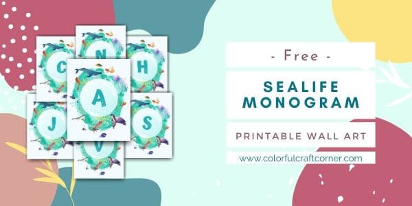 Sealife Monogram Printable Wall Art