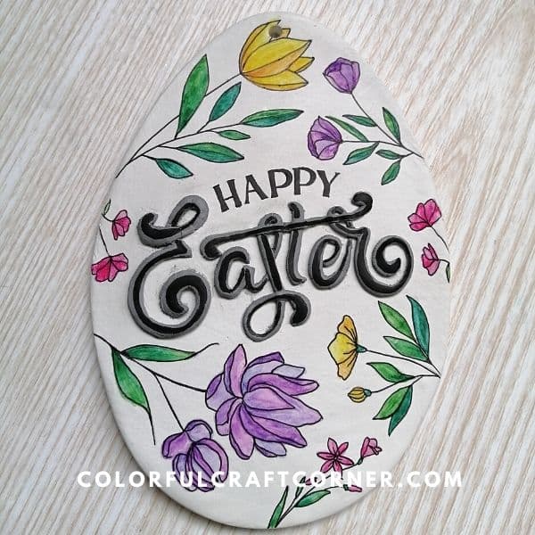 DIY clay Easter wall hanging