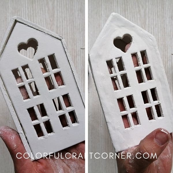 DIY air dry clay house candle holder