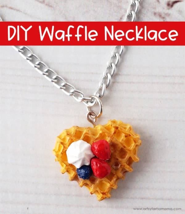 DIY clay waffle necklace