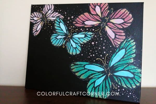 How to Paint a Butterfly - Acrylic Canvas Painting Colorful Craft Corner