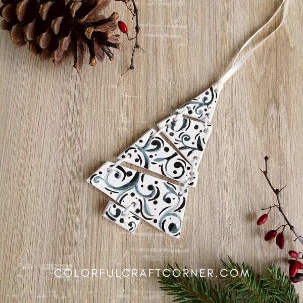Air dry clay tree ornament