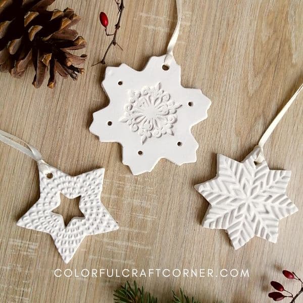Textured clay Christmas tree ornaments