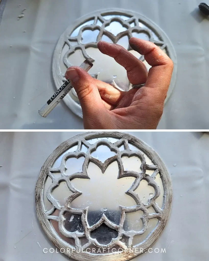 DIY rustic air dry clay mirror frame