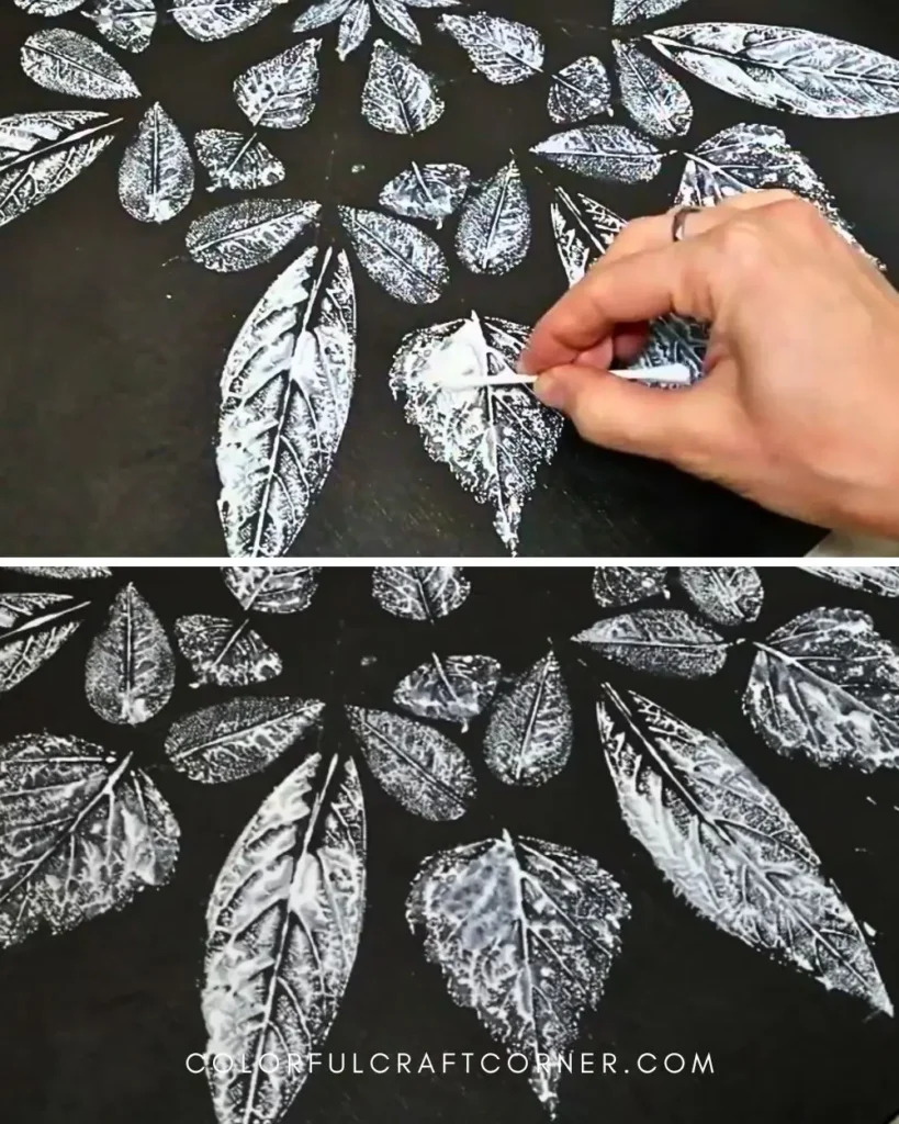 How to fix leaf prints with a q-tip if you added to much acrylic paint