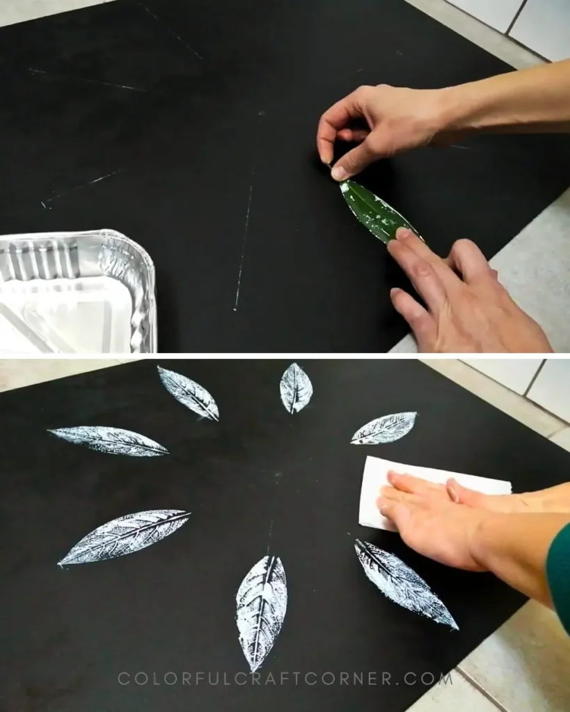How to print leaves on canvas using acrylic paint and natural leaf textures