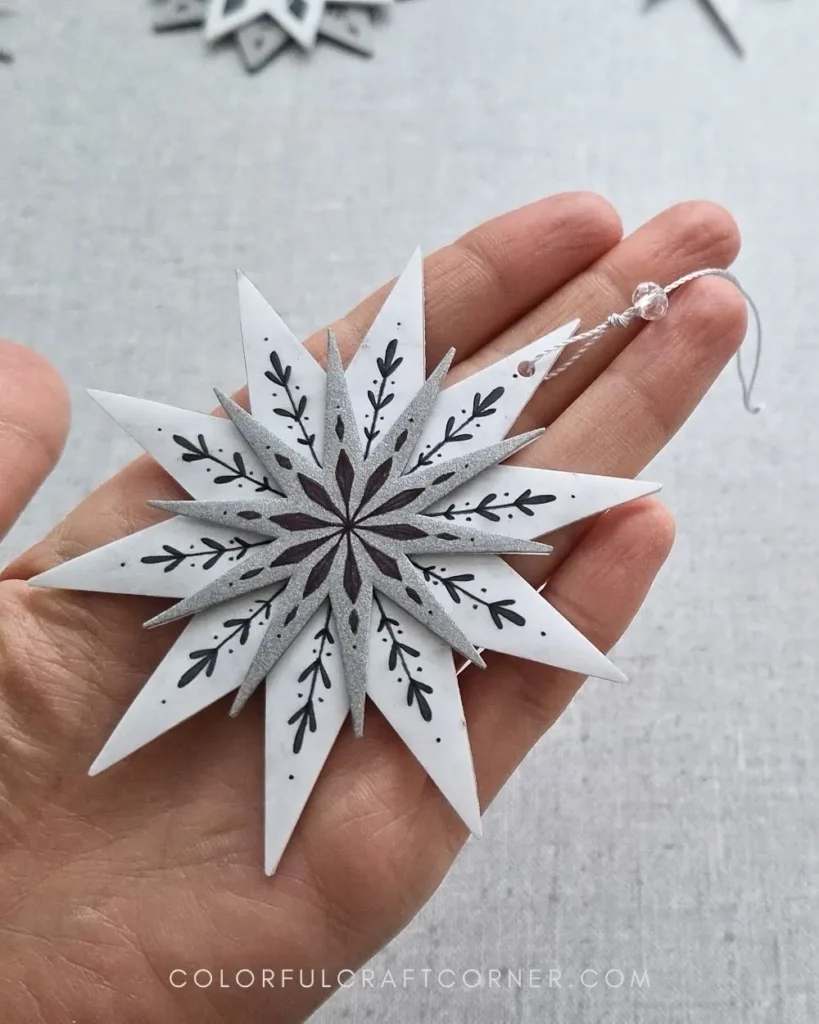 DIY Christmas ornaments with beads and metallic string
