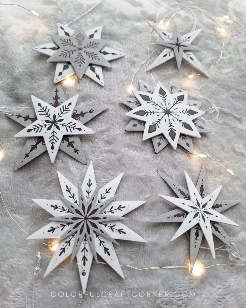 chic star Christmas ornaments made from shrink plastic